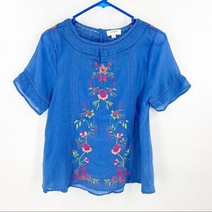 ✅ NWOT UMGEE BLUE EMBROIDERED FLORAL TOP SIZE SMALL
